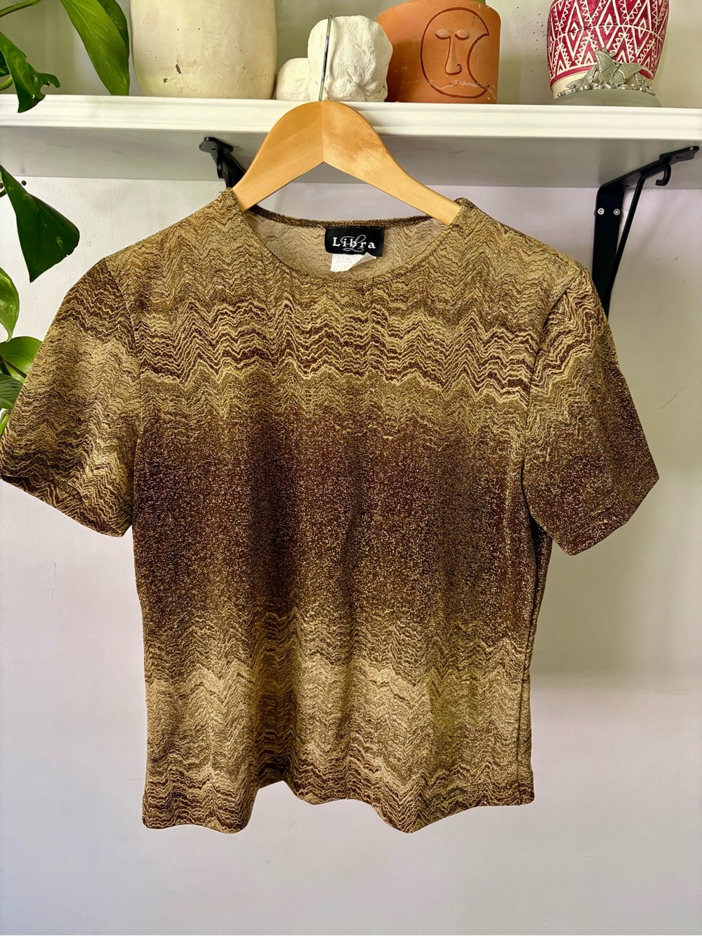 Brown Gradient Short Sleeve Top